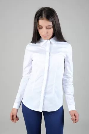 Shirt with hidden fastening and long sleeves